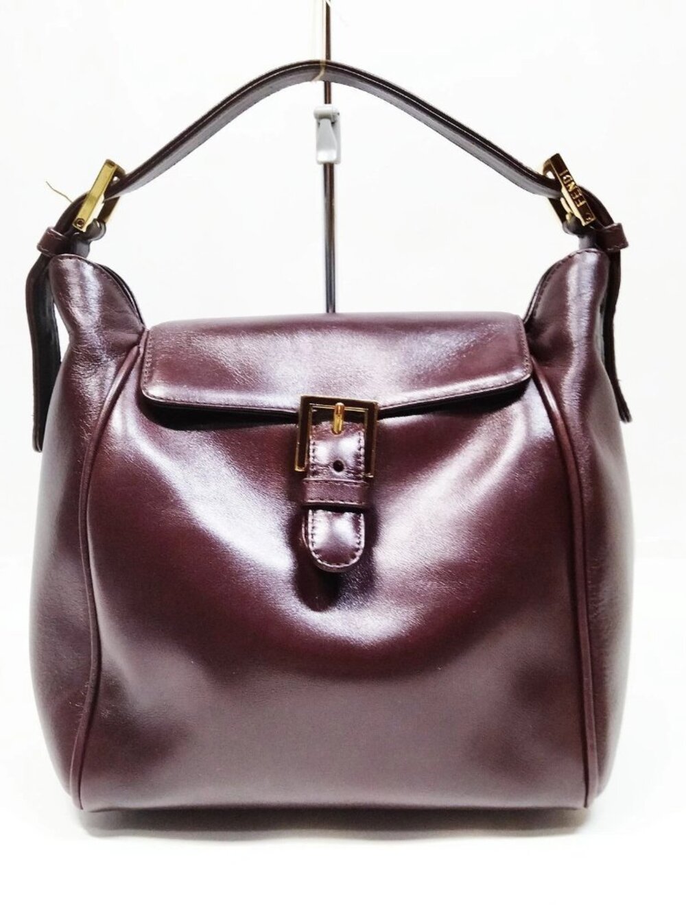Authentic Fendi Vintage Burgundy Leather Shoulder Bag Luxury Designer Handbag - Picture 2 of 16